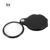 Unique Bargains Faux Leather Round Foldable Pocket 5X Magnifying Glasses Black 1 Pc - 3 of 3