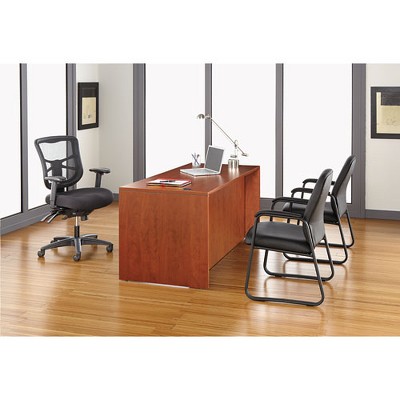 Genaro High-Back Black Leather Guest Chair with Metal Frame