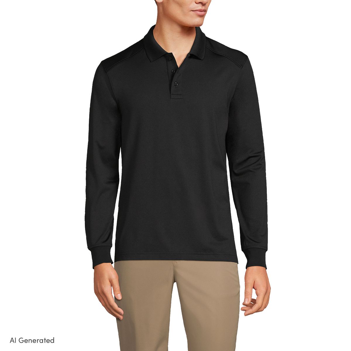 Lands' End School Uniform Men's Long Sleeve Rapid Dry Polo Shirt - thumbnail 6