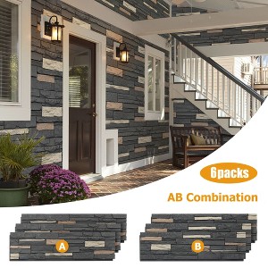6-Packs Faux Stone Wall Covering Panels for Interior and Exterior Decor, PU Stone Veneer Exterior, Exterior Siding Panels, 46.46" x 12.99" - 1 of 4