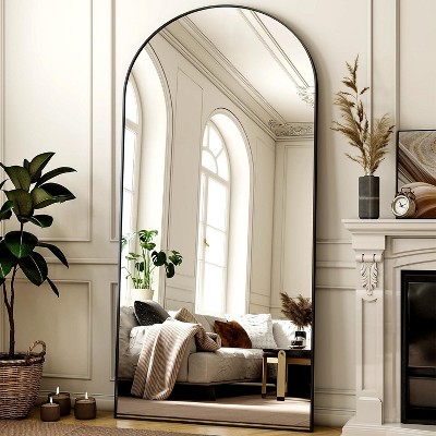 Beautyolove Arched Floor Mirror, 64" x 21" Full Length Mirror Wall Mirror Hanging or Leaning Arched-Top Full Body Mirror, Black