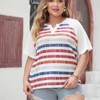Coolmee Women Summer Plus Size Tops Casual Short Sleeve Tee Shirt V Neck Loose Fit Striped Shirt Blouses - 2 of 4