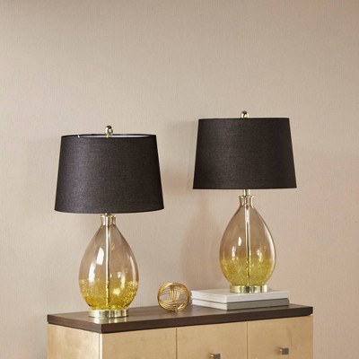 Set of 2 Cortina Glass Table Lamp Gold - 510 Design: Modern Drum Shade, Polystyrene & Polyester, 60W
