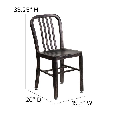 Black Antique Gold Steel Armless Indoor-Outdoor Side Chair