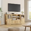 70" TV Stand - Farmhouse Entertainment Center with Wave Design, 2 Glass Door Cabinets + 2 Open Shelves, Media Console for Living Room - 4 of 4