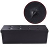 Costway 45''x15''x15'' Large Folding Storage Faux Leather Ottoman Pouffe Box Stool Black - image 3 of 4