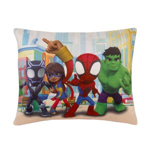 Marvel Spidey and His Amazing Friends Blue, Red, Yellow, and Green, Team Up Decorative Toddler Pillow - 1 of 4