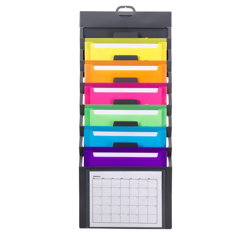 Smead Cascading Wall Organizer, 6 Pockets, Letter Size, Gray/Bright (92060), 5 of 10