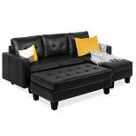 Best Choice Products 3-Seat L-Shape Tufted Faux Leather Sectional Sofa Couch Set w/ Chaise Lounge, Ottoman Bench
