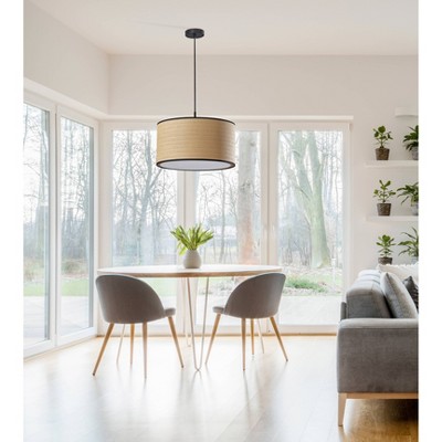 Black Brass Drum Pendant Light with LED and Incandescent Options