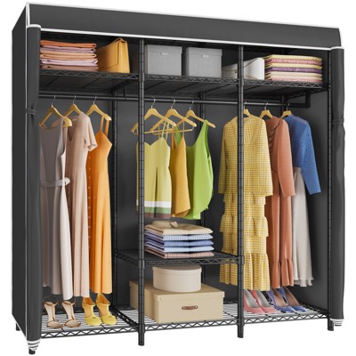 VIPEK V30C Garment Rack Heavy Duty Portable Closet with Cover Clothes Racks, Wardrobe Closet Black Metal Closet Rack with Cover