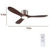 52" Ceiling Fan with Light, Remote, 3 Light Walnut Wood Blades, Reversible DC Motor for Bedroom or Living Room - 2 of 4