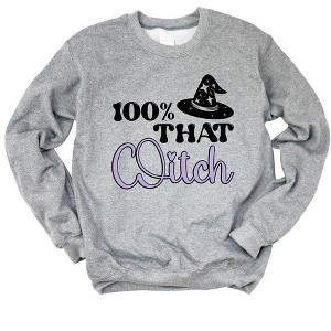 Simply Sage Market Women's Graphic Sweatshirt 100% That Witch Hat - 1 of 4