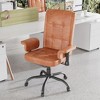 VECELO Ergonomic Leather Office Chair, Adjustable Swivel Desk Chair with Armrests & Lumbar Support, Black/Brown - 4 of 4