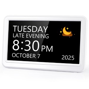 Aoibox Digital Date Clock with 12 Themes, 20 Alarms & Reminders, Semi-Auto Dimming, 12/24H, Auto DST for Desktop, Office, Students - 1 of 4