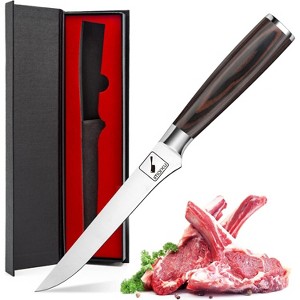 imarku Boning Knife, German High Carbon Stainless Steel Professional Grade Boning Fillet Knife, 6-Inch Deboning Knife, Pakkawood Handle - 1 of 4