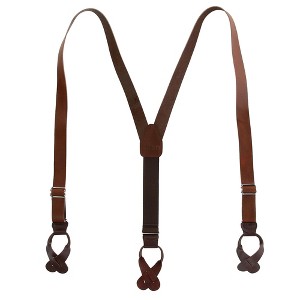 CTM Men's Coated Leather Button-End 1 Inch Suspenders - 1 of 4