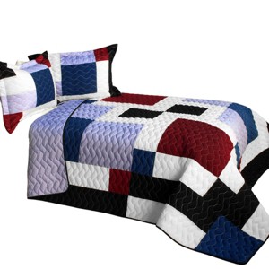 Slickblue Handmade Quilt Set, Vermicelli Quilting, Quilt & 2 Shams, Intricate Stitching, Full/Queen, 3-Piece - 1 of 4