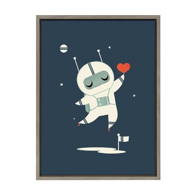 18" x 24" Sylvie Astronaut Modern Framed Canvas by Amber Leaders Designs Gray - Kate & Laurel All Things Decor