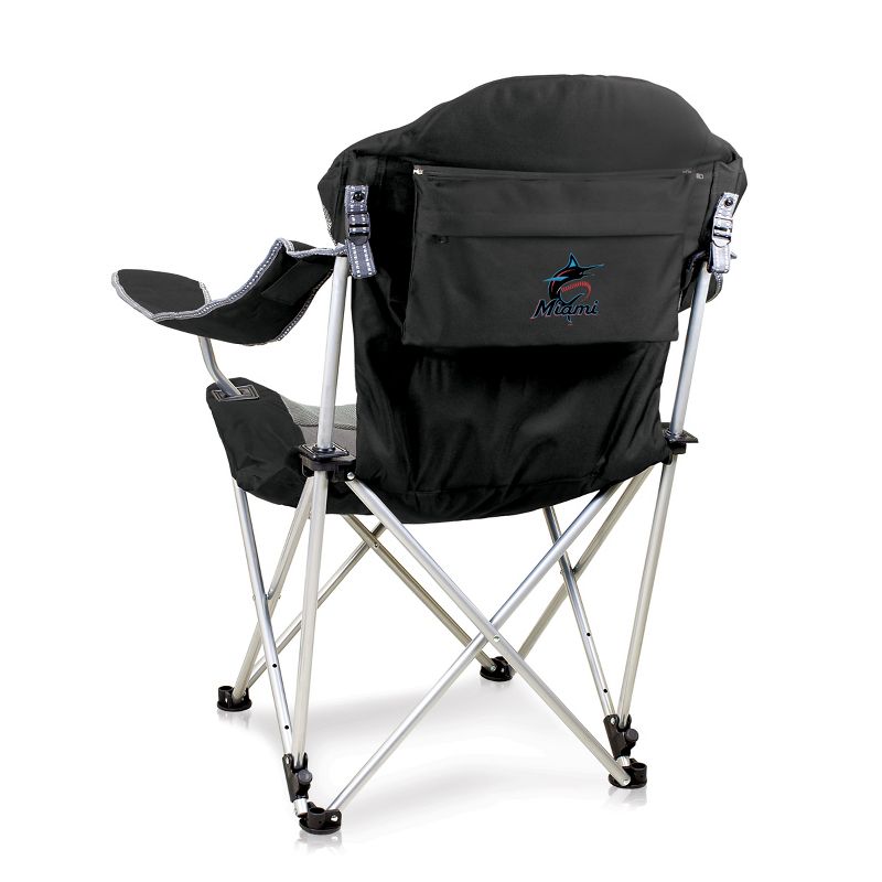 MLB Miami Marlins Reclining Camp Chair - Black with Gray Accents, 1 of 4