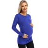 Coolmee Maternity Shirt Long Sleeve Basic Top Ruch Sides Bodycon Tshirt for Pregnant Women with Button - 2 of 4