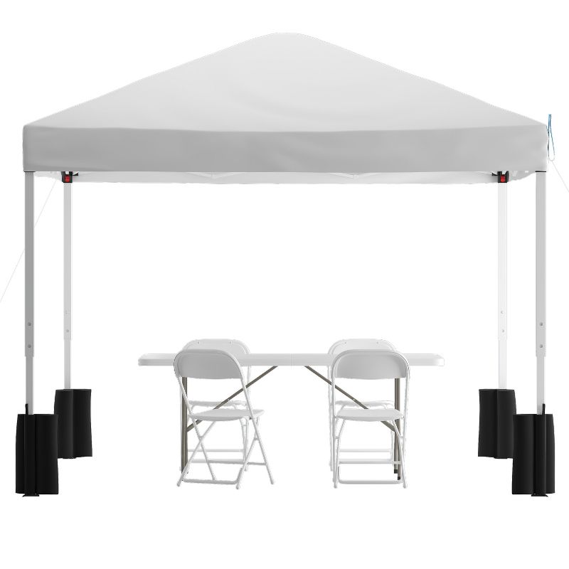 Flash Furniture 10'x10' Pop Up Canopy Tent with Wheeled Case and 6-Foot Bi-Fold Folding Table with Carrying Handle - Tailgate Tent Set, 1 of 11