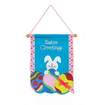 National Tree Company Easter Greetings Hanging Banner Decoration, Blue, Easter Collection, 18 Inches