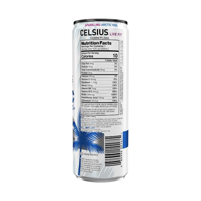 Celsius Sparkling Arctic Vibe Energy Drink - 12 fl oz Can, 4 of 7