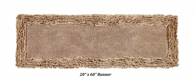Beige Shaggy Border 100% Cotton 20" x 60" Bath Rug