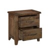 Vynxaria Classic Transitional Nightstand - Burnished Brown Finish,Solid Rubberwood,2 Dovetail Drawers,Antique Brass Pulls, Rustic Bedroom Side Table - 2 of 4