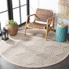 Milos MLO114 Power Loomed Indoor/Outdoor Area Rug - Ivory - 6'7" Round- Safavieh - image 3 of 4