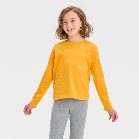 Girls' Long Sleeve Relaxed T-shirt - Cat & Jack™ Mustard Yellow M : Target