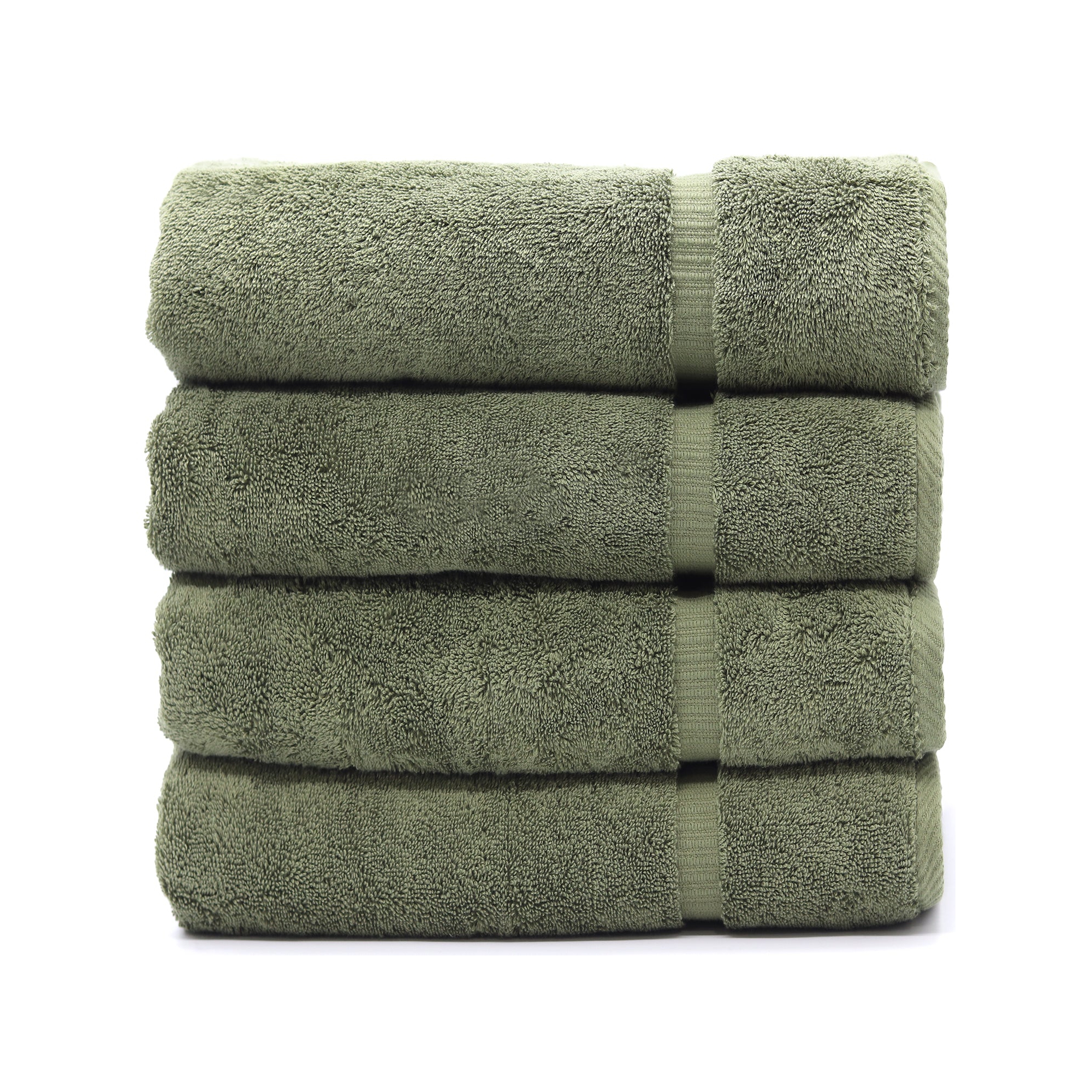BC BARE COTTON Luxury Hotel & Spa Towel Turkish Cotton Bath Towel Set (27x54 Inches) - Bath Towel - Set of 4 - Moss