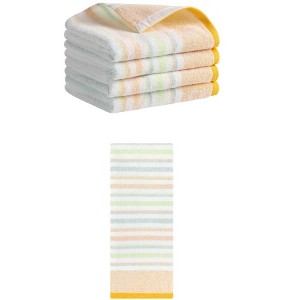 REGALWOVEN 5 Pack Cotton Soft Absorbent Striped Bathroom Hand Towel Set 13" x 27" - 1 of 4