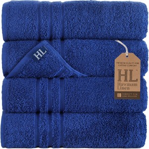 Hawmam Linen Bath Towels 4 Pack 27 x 54 Inches 100% Turkish Cotton Soft Lightweight and Highly Absorbent Quick Drying Towels - 1 of 4