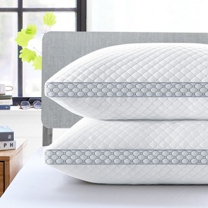 Okak Knitted Breathable Standard Pillow Set of 2, Cooling Pillow with Balanced Support, Durable Cervical Pillow for All Sleep Positions, White - 1 of 4