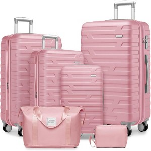 NAYSAYE Bag and Luggage Sets 6 Piece Luggage Set with TSA Lock and Expandable Hardshell for Business Travel, Pink, 18.5"*12"*30" - 1 of 4