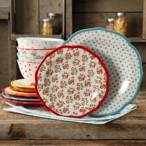 LunaLulinlk Timeless Floral & Retro Dot 12-Piece Dinnerware Set - 1 of 4