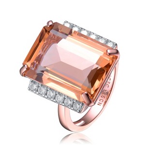 Guili Radiant Glow Rose Gold Ring with Orange & White Cubic Zirconia Accents, offering luxurious elegance. Available in sizes 6, 7, 8. - 1 of 4