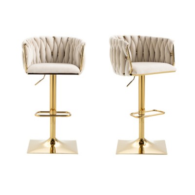 Ivory Vintage Bar Stools 2 Piece Set, Bar Height Dining Chair