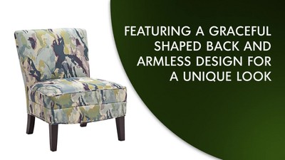 Multicolor Abstract Upholstered Armless Slipper Chair with Birch Legs