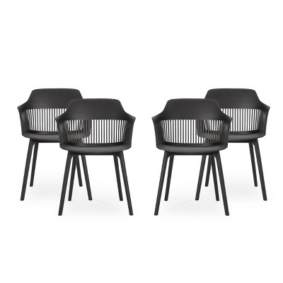 Dahlia 4pk Resin Modern Dining Chair - Black - Christopher Knight Home