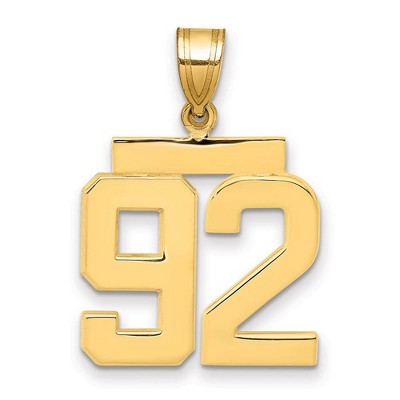 Black Bow Jewelry 14k Yellow Gold, Athletic Collection Medium Polished Number 92 Pendant