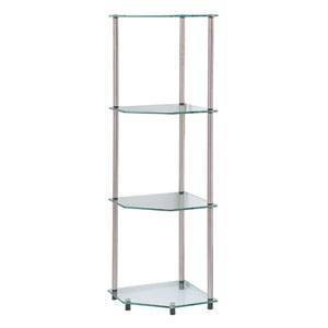 46.5" Classic Glass 4 Tier Corner Shelf Clear Glass - Breighton Home
