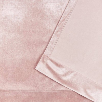 Blush Velvet Pleated Light-Filtering Window Curtain Panel