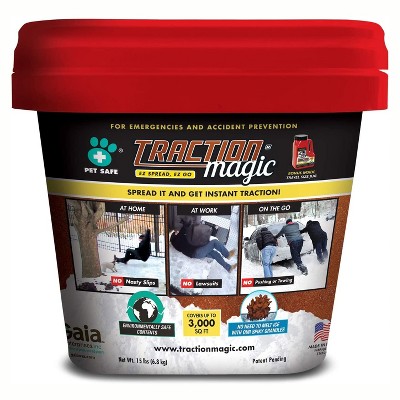 Traction Magic Quick Application All Natural Ice and Snow Melt Granule Crystals for Sidewalks, Driveways, Parking Lots, 15 Pound Bucket