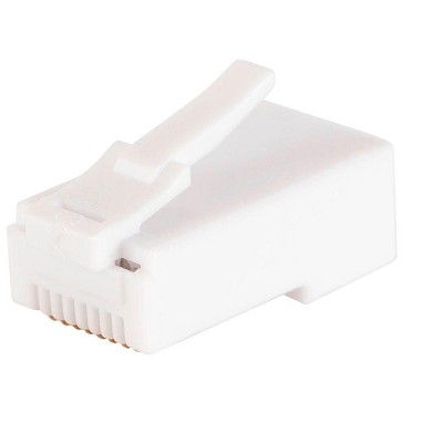 Monoprice 8P8C RJ45 Plug With Inserts For Solid Cat6 Ethernet Cable - White (100 pcs/pack) Gold Plated Contacts