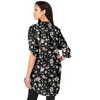 Roaman's Plus Size Floral Y-Neck Pintuck Tunic – Adjustable Long Sleeve Button-Front, Relaxed Shirt Style - 3 of 4