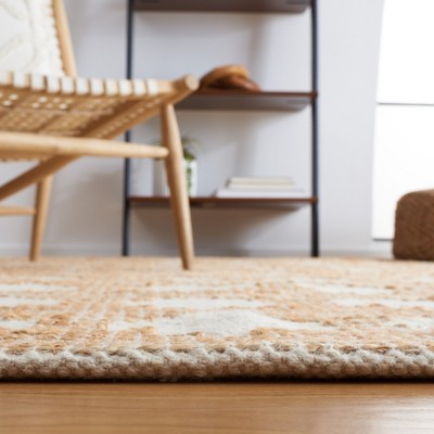 Ivory and Natural Hand-Knotted Wool Area Rug, 3' x 5'