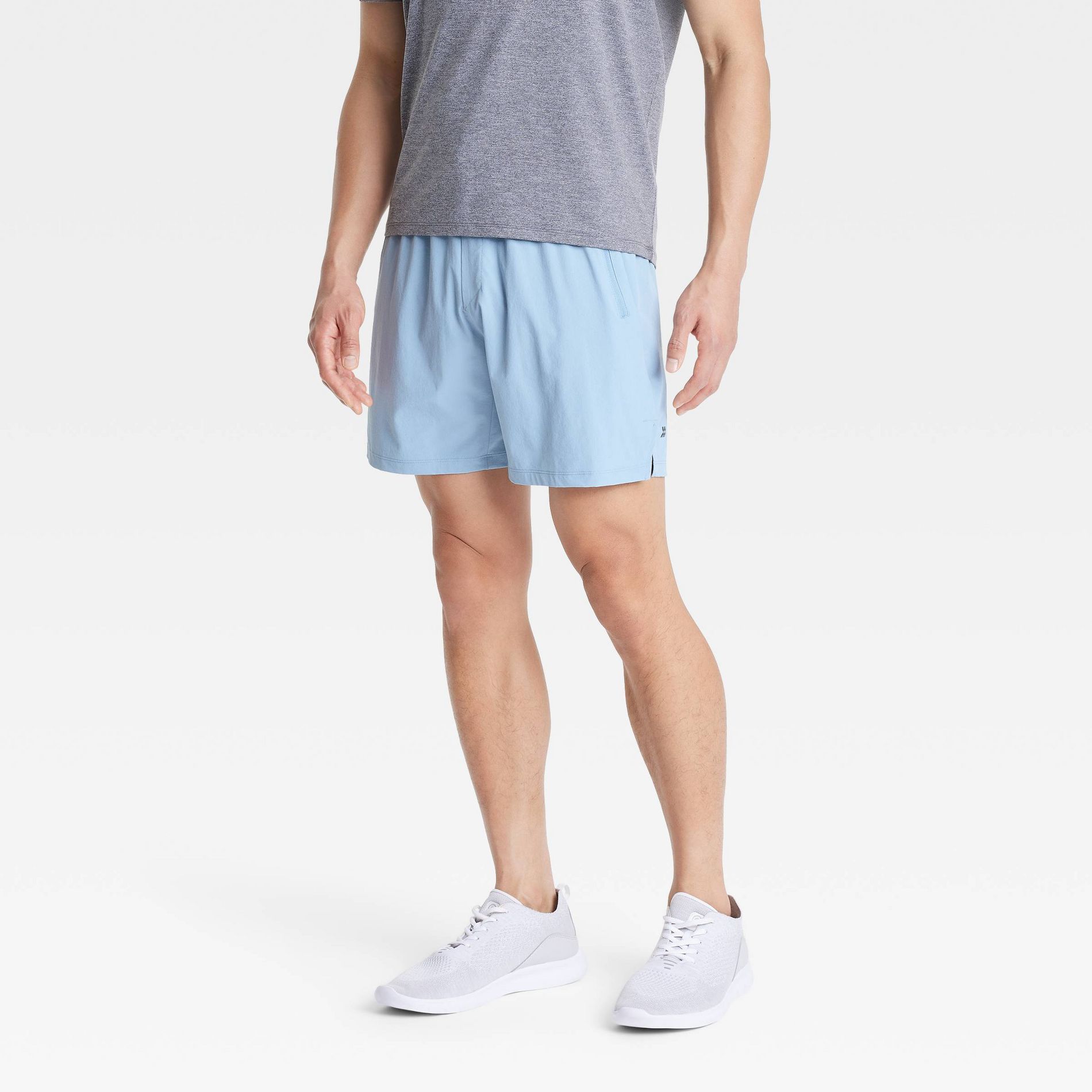 Men's Stretch Woven Shorts 7" - All In Motion™ Light Blue XXL: Lightweight Bottoms, Adjustable Waistband